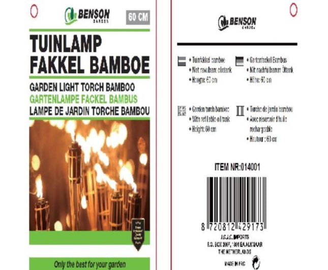 Bamboe Tuinfakkel 60cm - Sfeervolle Verlichting voor Feestjes