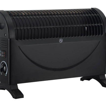 Convector Heater 750/1500W, Zwart, Verwarmt Ruimtes tot 20m²
