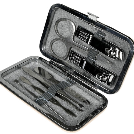 Manicure set 7 dlg wit – Afmeting etui 10,8 x 6,4 x 1,3 cm, Materiaal RVS, 1,3 cm