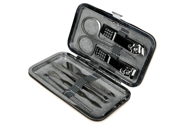 Manicure set 7 dlg wit – Afmeting etui 10,8 x 6,4 x 1,3 cm, Materiaal RVS, 1,3 cm