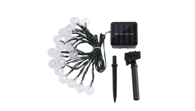 Deco lichtsnoer bolletjes solar wit 20 LED 5 mtr