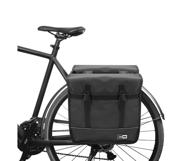 Fietstas Dubbel 35L Mat Zwart PVC, Ideaal voor Boodschappen, Kinderzitje.