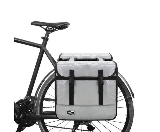 Fietstas Dubbel 35L Nardo Grijs, Kliksluiting, Kinderzitje, Waterafstotend