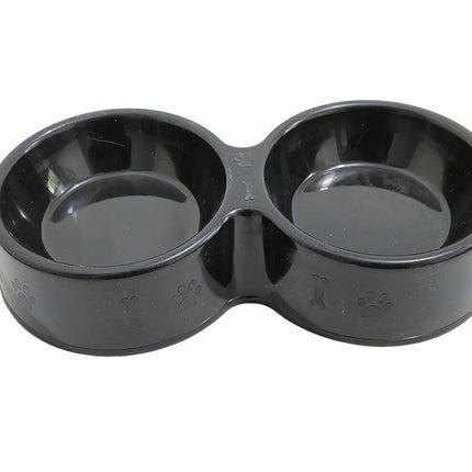 Dubbele Ronde Zwarte Voerbak voor Honden en Katten - 27,3 cm Lengte