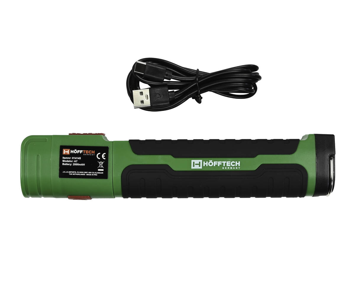 Telescopische COB Looplamp 4W 500lm, oplaadbaar met USB-C, magnetisch