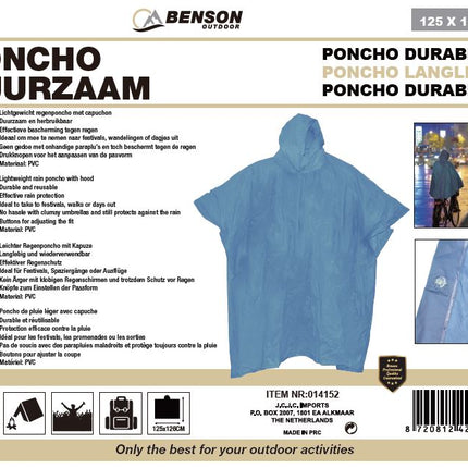Poncho duurzaam lichtblauw – Materiaal PVC, Lichtgewicht