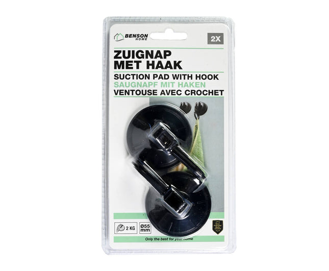 Kunststof Zuignap 55mm Zwart, 2kg, Voor Keuken & Badkamer