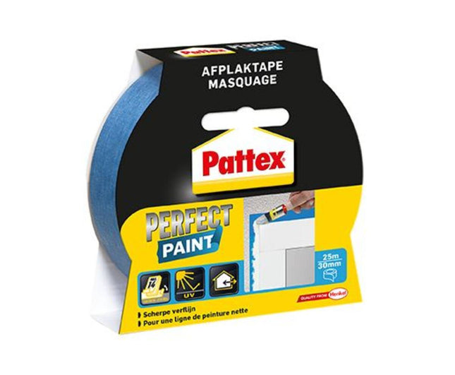 Pattex Afplaktape 30 mm x 25 mtr voor strakke verflijnen binnen/buiten.
