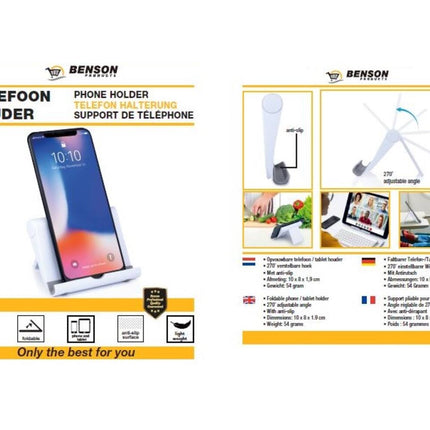 Verstelbare Telefoonhouder, 270° Hoek, Opvouwbaar, Anti-Slip, Video's Kijken
