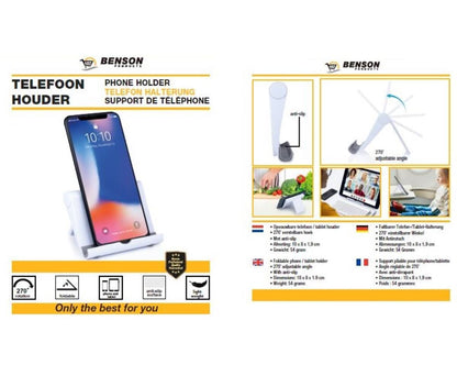 Verstelbare Telefoonhouder, 270° Hoek, Opvouwbaar, Anti-Slip, Video's Kijken