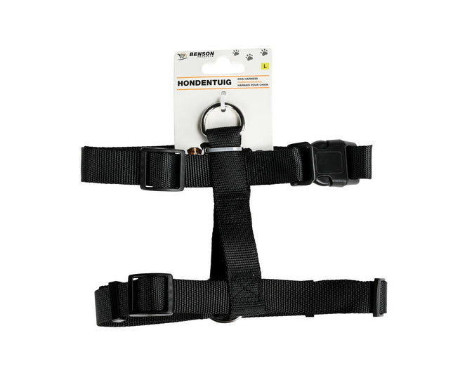 Verstelbaar Zwart Hondentuig L: Nylon, Metaal, 40-65cm Buikomvang