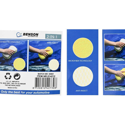 2-in-1 Autospons 23,5x10,5 cm - Microvezel & Nettextuur voor Autolak en Ruiten