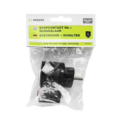Zwart RA Stopcontact + Schakelaar, 3500W, Modern Design, Niet BE/FR