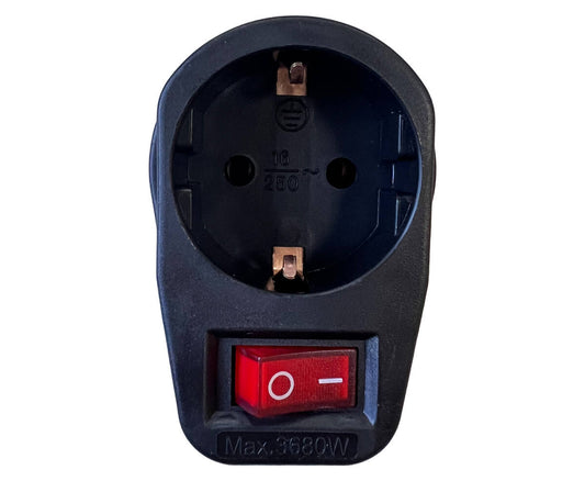 Zwart RA Stopcontact + Schakelaar, 3500W, Modern Design, Niet BE/FR