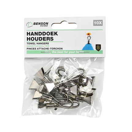 Handdoekknijpers Zwart 10 dlg - 5.3x1x1.7 cm, rubbercoating, keuken/badkamer.