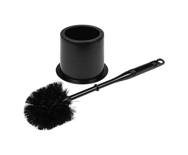 Zwarte WC Borstel + Houder, 37cm, Kunststof, Ronde Basis, Badkamerstijl
