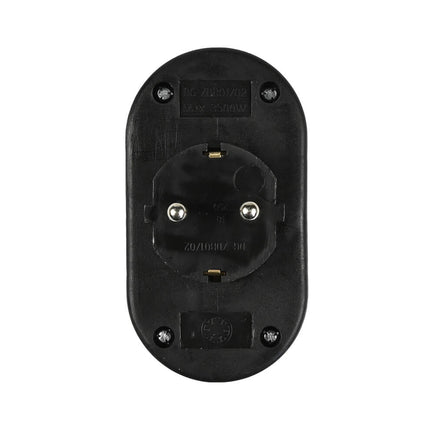 Zwarte Duo Stekker Verloop RA, 16A/250V, 3500W voor Thuis & Kantoor.