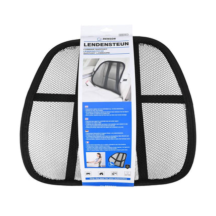 Lendensteun 37x42cm, mesh, auto/kantoor, elastische band bevestiging