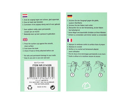 Zwarte Zuignap Haak Ø55mm, 6kg, Ideaal voor Keuken en Badkamer