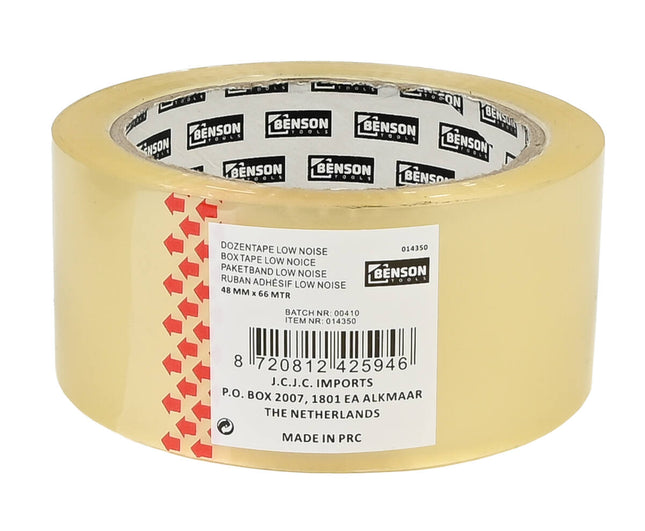 Transparante Low Noise Dozentape 48mm x 66m voor stil verpakken