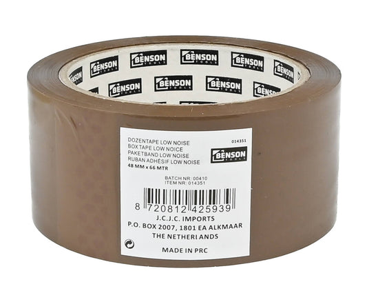 Bruine Low Noise Tape 66m x 48mm, Ideaal Voor Verhuisdozen