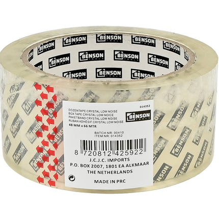 Transparante Low Noise Tape 66 m x 48 mm voor Verhuisdozen en Pakketten