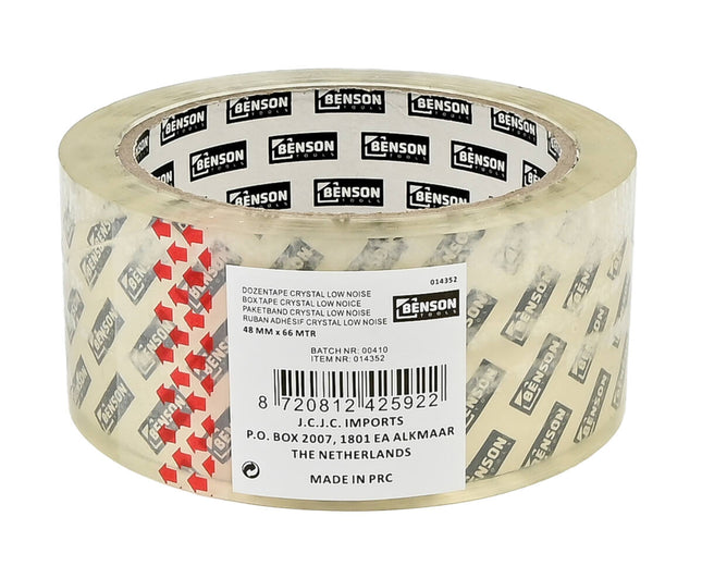 Transparante Low Noise Tape 66 m x 48 mm voor Verhuisdozen en Pakketten