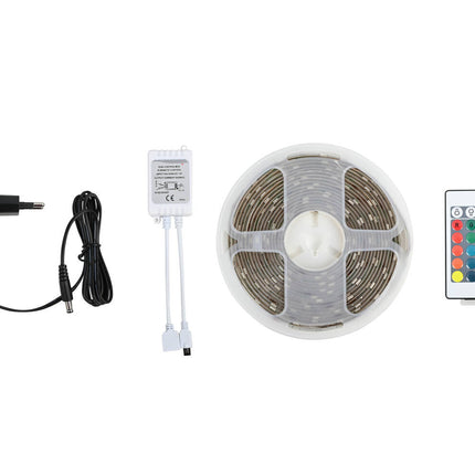 5m Flexibele RGB LED Strip IP65, Waterbestendig, Met Afstandsbediening