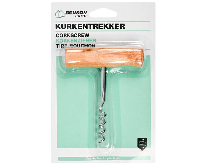 Houten Kurkentrekker - Stijlvol Flessen Openen met Comfortabel Handvat