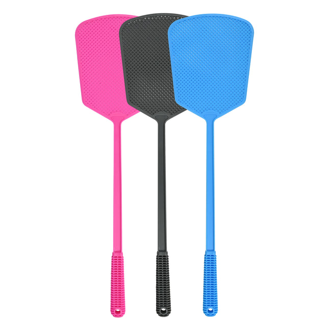 Vliegenmepper mix – Mix van 3 kleuren grijs-blauw-roze, Materiaal kunststof