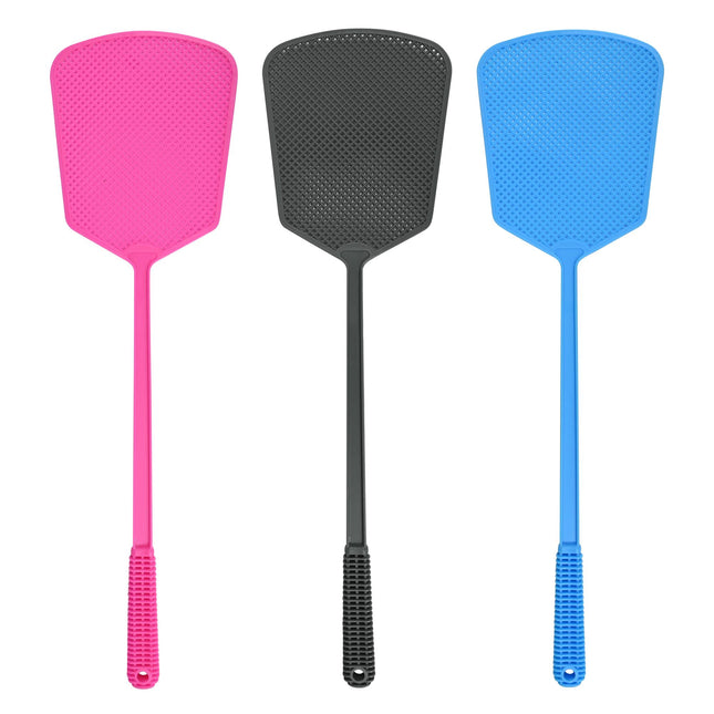 Vliegenmepper mix – Mix van 3 kleuren grijs-blauw-roze, Materiaal kunststof