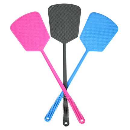 Vliegenmepper mix – Mix van 3 kleuren grijs-blauw-roze, Materiaal kunststof