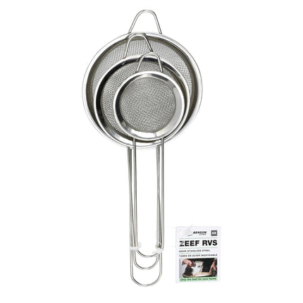 Zeef RVS 3 dlg klein – Diameter ø10 cm - ø8 cm - ø6 cm, 10 cm, 8 cm, 6 cm
