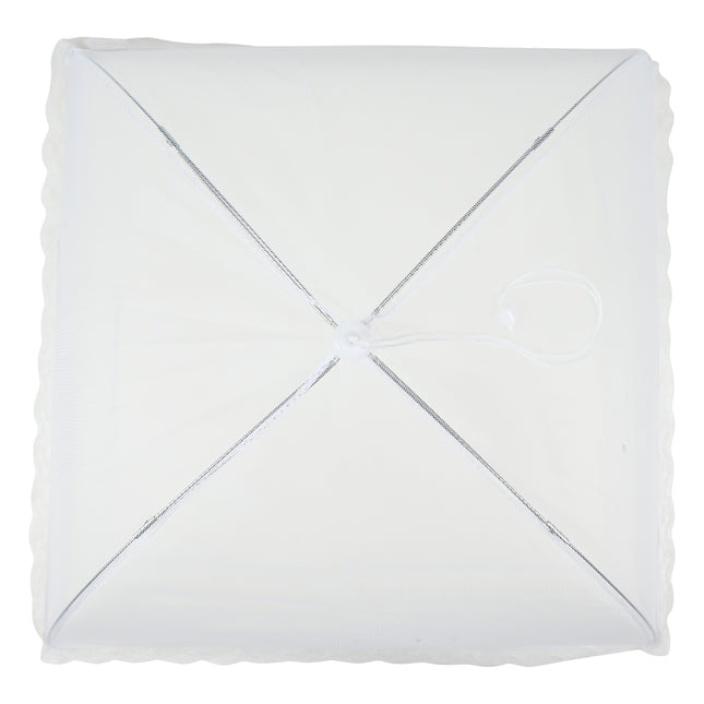 Foodcover opvouwbaar 43 x 43 cm – Kleur wit met wit kant