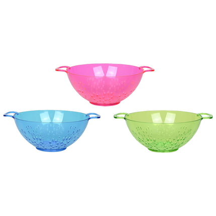 Vergiet ø 23 cm mix – Materiaal plastic, Doorsnede 23 cm, Kleuren blauw, geel of roze