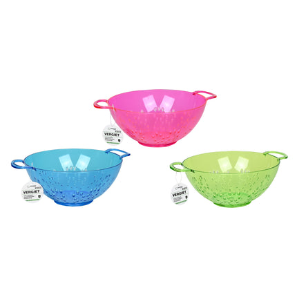 Vergiet ø 23 cm mix – Materiaal plastic, Doorsnede 23 cm, Kleuren blauw, geel of roze