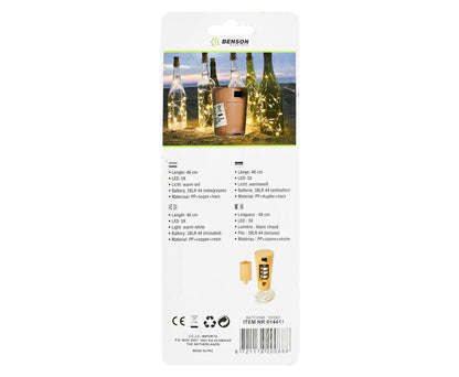 LED Flesverlichting 48cm, Warm Wit, 5 LED's, Incl. Batterijen
