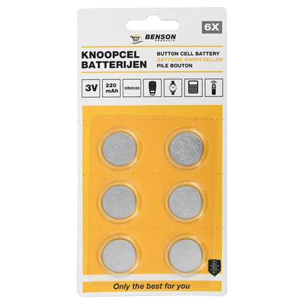 Batterij knoopcel 3V CR2032 lithium 6 dlg – Model CR2032, Type Lithium knoopcel