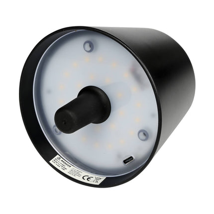 Flessenlamp Zwart – LED 27 SMD, 3000K, Aanraakdimmen, USB-C Oplaadbaar