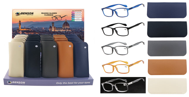Leesbril Florence mix display – verpakking brillen etui