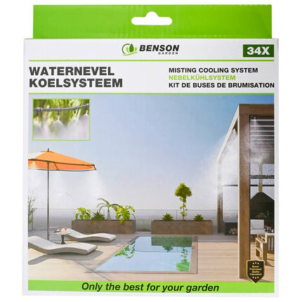 Waternevel Koelsysteem 34-delig - 10m Slang, 10 Mistsproeiers, Terras