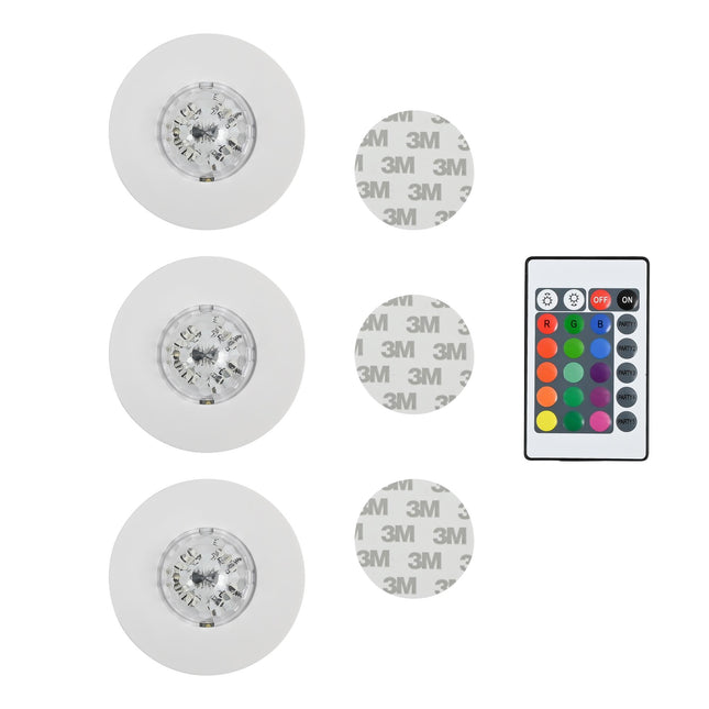 LED disco party licht met afstandsbediening 3 dlg – LED 12 stuks met RGB LED, 80 mm
