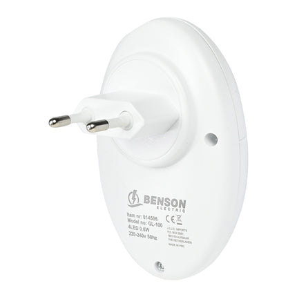 Nachtlamp LED + sensor – Materiaal PC, Afmeting 80x80x35 mm, Lumen 20 lm, 0.6W