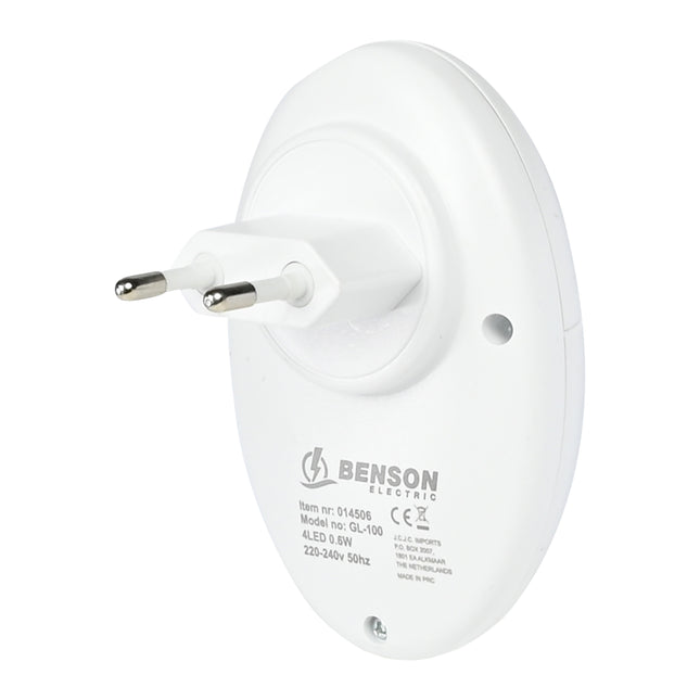 Nachtlamp LED + sensor – Materiaal PC, Afmeting 80x80x35 mm, Lumen 20 lm, 0.6W