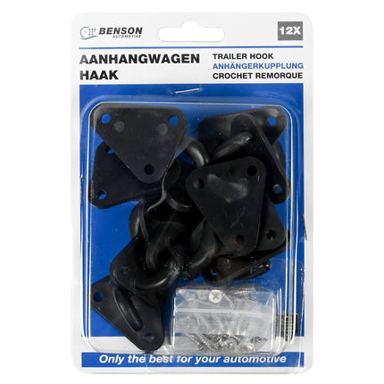 Aanhangwagen Haak Set 12 dlg - 43x37mm Kunststof, Incl. 36 Schroeven