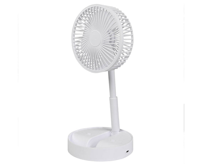 Opvouwbare Witte Ventilator, 3 Snelheden, Oplaadbaar, 800mAh Batterij