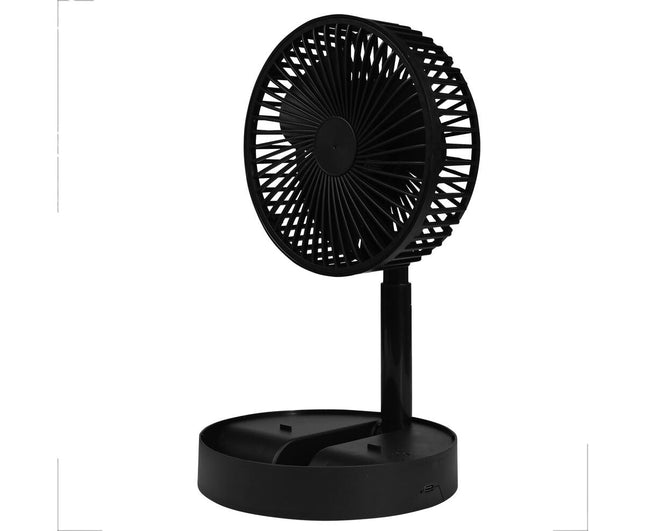 Opvouwbare Zwarte Ventilator: Oplaadbaar, Compact, Ideaal voor Reizen