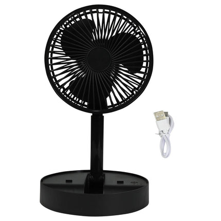 Opvouwbare Zwarte Ventilator: Oplaadbaar, Compact, Ideaal voor Reizen