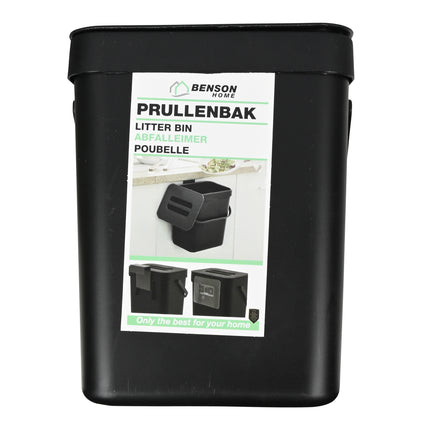 Prullenbak zwart – Inhoud 3 liter, Afmeting 16 x 13 x 20.5 cm, Gewicht 285 gr, Kleur zwart