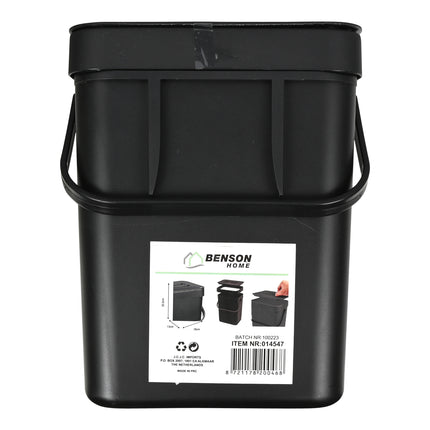 Prullenbak zwart – Inhoud 3 liter, Afmeting 16 x 13 x 20.5 cm, Gewicht 285 gr, Kleur zwart